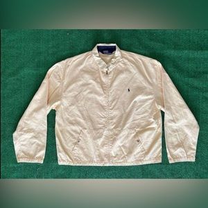 Vintage Polo Ralph Lauren Jacket Harrington Coat Full Zip Cream/Yellow 90s XL